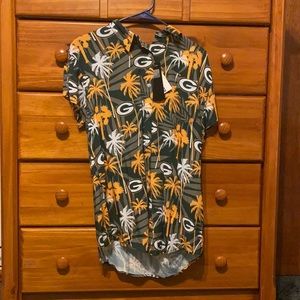 Green Bay Packers Palm Tree Button Up Collared Shirt